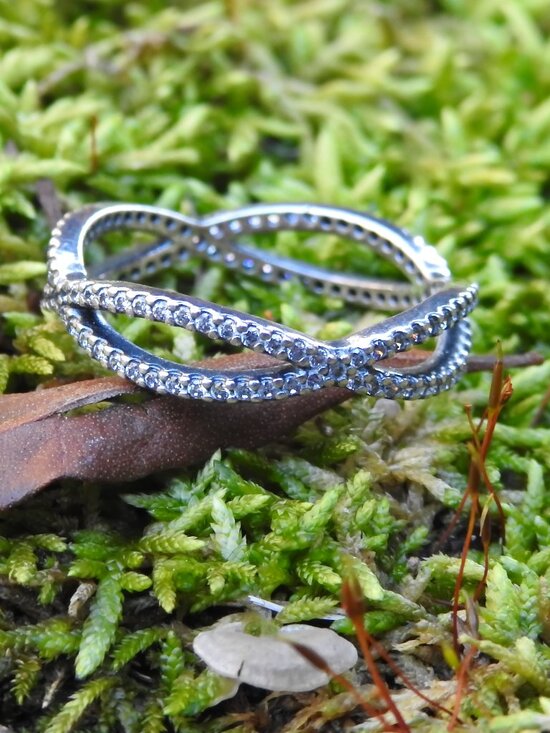 Pandora Jewelry - Retired Pandora Sterling Silver Crossing Paths Ring with Clear Zirconia